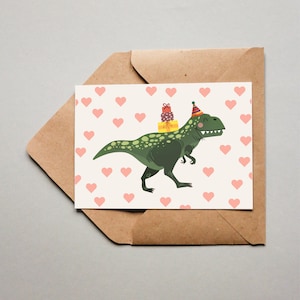 Cartão de aniversário, Cartão de aniversário, Feliz aniversário, Cartão de dinossauro, Tiranossauro rex