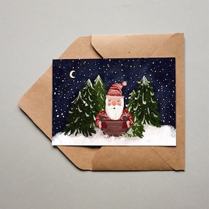Weihnachtskarte, Weihnachtsmann, Schlittenfahrt, Frohe Weihnachten