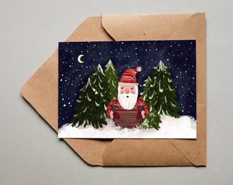 Christmas card - Father Christmas - Sleigh ride - Festive card