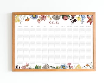 calendar - Birthday calendar - Annual calendar - Perpetual - Plants - Flowers - Botany