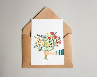 Postcard - Bouquet - Thank you! - Flowers - Birthday - Valentine's Day