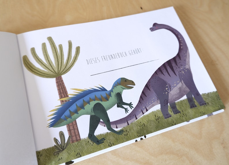 Friends book dinosaur My friends and I Friendship book Kindergarten friends School friends Gift for writing and painting image 3