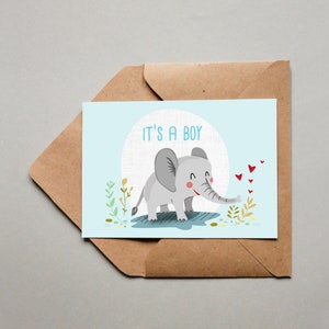 Tarjeta de nacimiento, Es un niño, tarjeta de bebé, tarjeta de animal, ¡hurra un bebé!