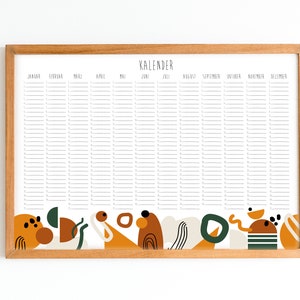 Calendar - Birthday calendar - Annual calendar - Perpetual - Geometric - Boho