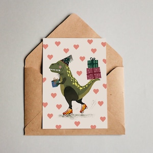 Postcard - Birthday card - Happy Birthday - Dino - Tyrannosaurus rex - gift