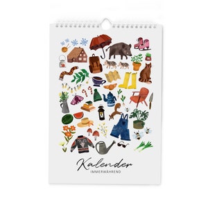 Calendario - Calendario di compleanno - Calendario annuale - Perpetuo - Varietà annuale - Stagioni - Calendario da parete - Din A4 - Carta riciclata