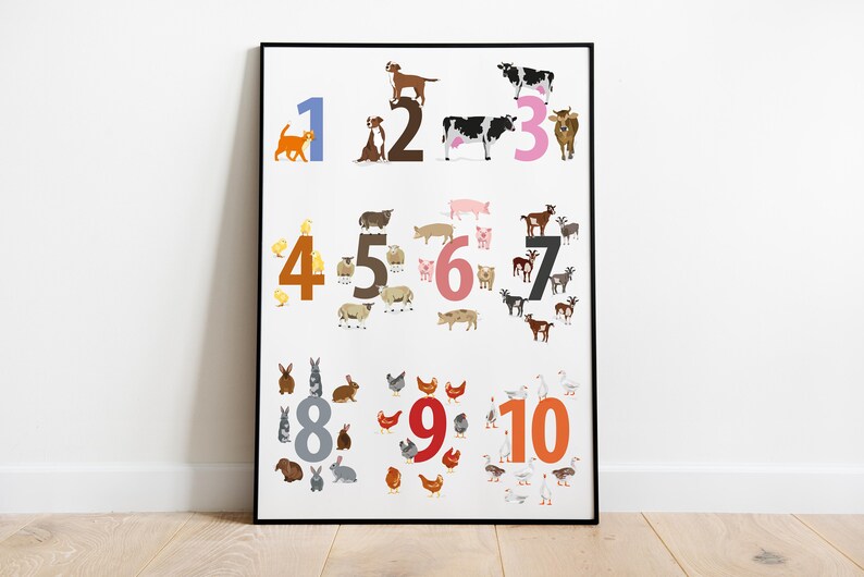 Poster Illustration, Animals Numbers Poster image 1