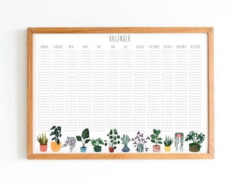 Calendrier - Calendrier des anniversaires - Calendrier annuel - Perpétuel - Plantes