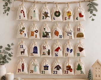 DIY Adventskalender Bügelbilder | 24 Zahlen & 24 Motive | Bügelbilder Weihnachten | Adventskalender zum Selbermachen