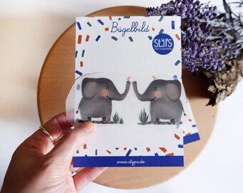 Bügelbild Doppeltes Glück elefanten, Elefant Bügelbild, Bügelpatch zum Aufbügeln für Textilien
