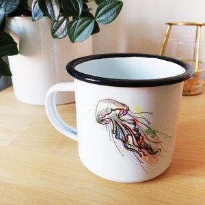 Enamel cup Enamel cup Mug Colorful jellyfish Nautical Mug Ocean image 6