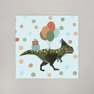 Verjaardagskaart, Verjaardagskaart, Gelukkige Verjaardag, Dino kaart, Tyrannosaurus rex