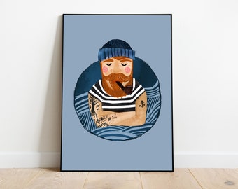 Kunstdruk - Illustratie - Zeeman - Vladi de Zeeman - Zeeman - Ahoy Zeeman - Moin Moin - Maritieme illustratie