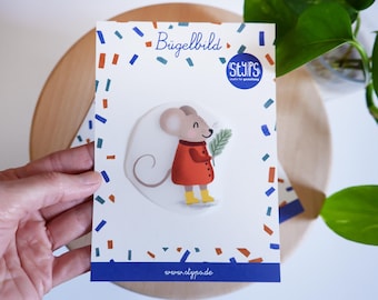 Bügelbild Maus, Maus Herbst, Tiere, Bügelpatch zum Aufbügeln für Textilien