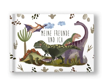 Freundebuch Dino Freundschaftsbuch Kita Kindergarten Schule Kindergartenfreunde - Schulfreunde - Geschenk zum Schreiben & Malen