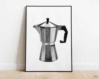 Kunstdruck - Poster - Espressokocher - Kaffee - Poster Küche
