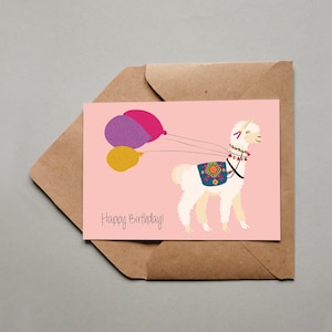Karte zum Geburtstag, Geburtstagskarte, Happy Birthday, Lama