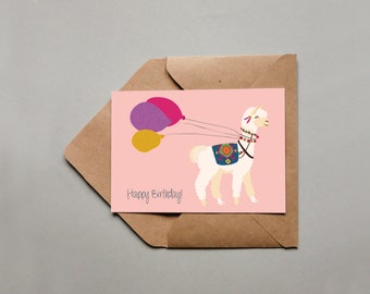 Postcard - Happy Birthday - Birthdaycard - Lama