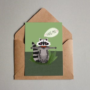 Cartão Raccoon, Abrace-me, Cartão Abraço, Tudo ficará bem