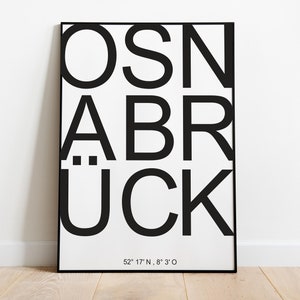 Kunstdruk - poster - Osnabrück - coördinaten - stad Osnabrück