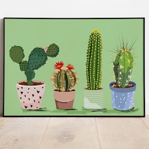 Kunstdruck -Poster Kakteen Sukkulenten grün