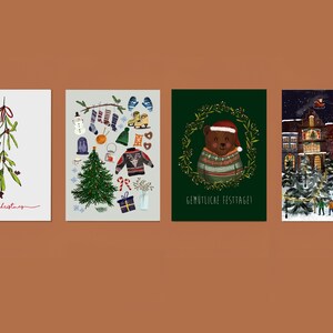 Set cartoline di Natale - Buon Natale - Città di Natale - Orsetto di Natale - Natale