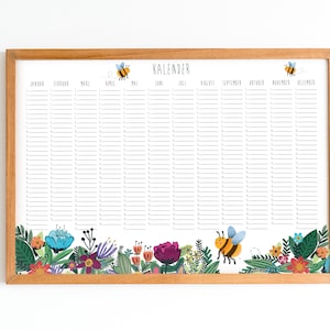 calendar - Birthday calendar - Annual calendar - Perpetual - Plants - Flowers - Botany - Bee
