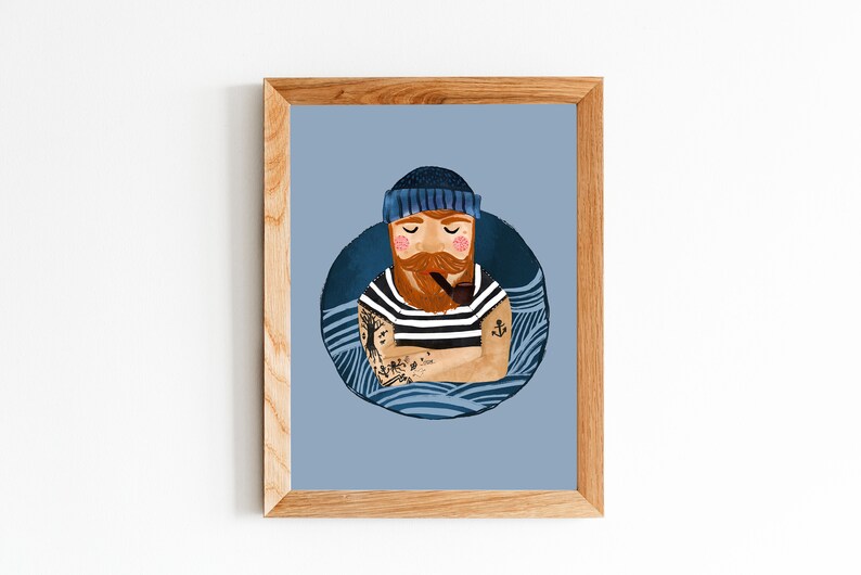 Art print illustration sailor Wladi the sailor Sailor Ahoy sailor Moin Moin Maritime illustration image 3