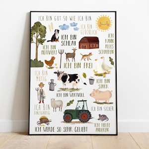 Affiche d'affirmations pour enfants - Encouragement - Ferme - Affiche d'encouragement pour enfants - Affirmations pour enfants - Cadeau