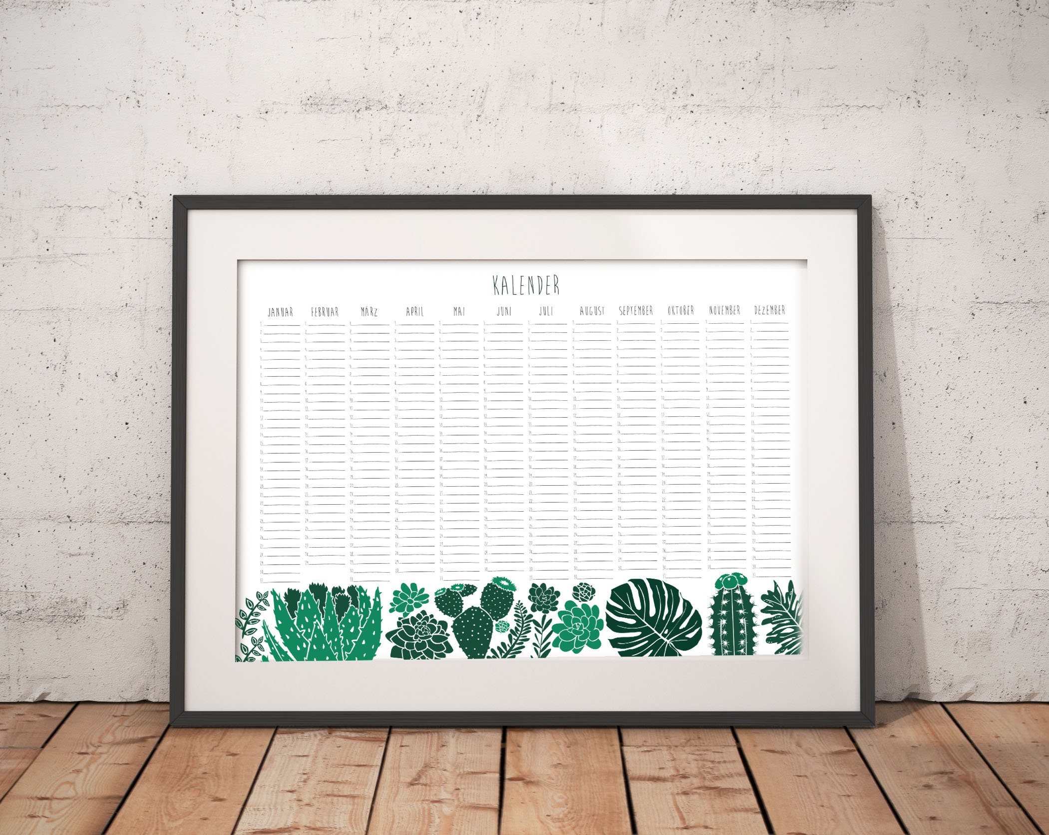 Kalender - Geburtstagskalender - Jahreskalender - Immerwhrend - Kaktus -  Etsy.de
