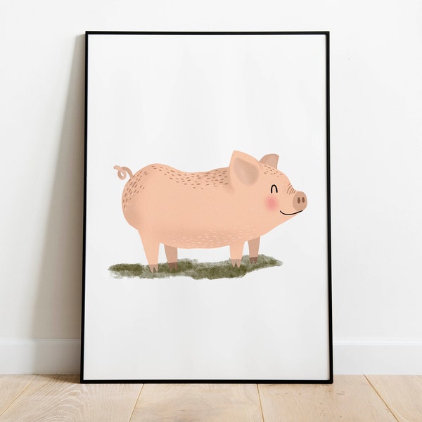 Kinderposter Poster - Bauernhof - Kinderzimmer Bild Schwein Tier