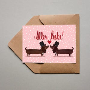 Biglietto di nozze, omosessuale, gay, biglietto di nozze, coppia di bassotti, auguri, amore, matrimonio, biglietto LGBTQ