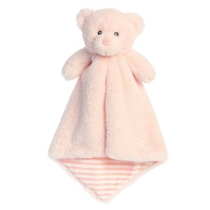 Pink Bear Girl Luvster, Personalized toy, Security, Baby Plush, Stuffed Animal with Blanket, Teddy bear lovey, Woodland Theme, Disability