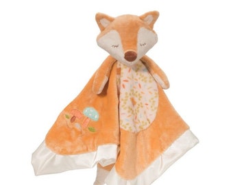 Fox Personalized Baby Security Girl Gift Plush Stuffed Animal Blanket with Name Boy animal lovey Satin Trim Comfort Toy Stuffy