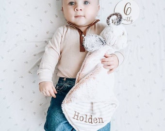 Personalized Dog Plush Security Blanket: Embroidered Puppy Lovey
