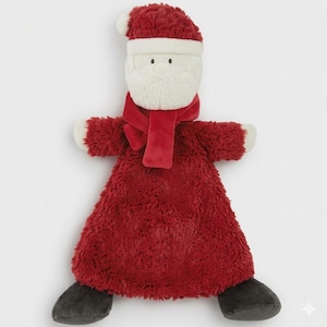Personalized Baby Lovey: Embroidered Santa Security Blanket with Rattle