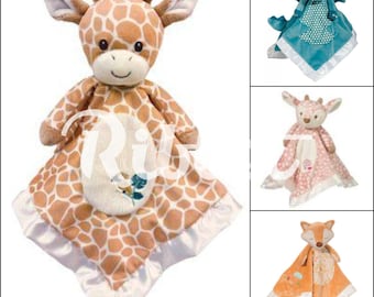 Personalized Baby Security Blanket: Embroidered Monogram Stuffed Animal Lovey