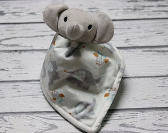 Personalized Elephant / monogrammed / Security Blanket / Gift / Baby Plush / Stuffed Animal with Blanket / Animal with Name / Stuffy / lovey