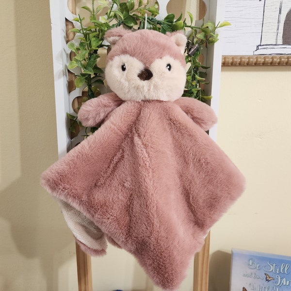 Personalized Baby Owl, Security Blanket, Lovey, Baby Rattle, Baby Sleeping Pal, Puppy Plush, Stuffed Animal with Blanket, Woodland, Girl Toy