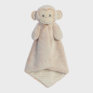 Personalized Monkey Plush Baby Blanket: Embroidered Name, 14 Inch