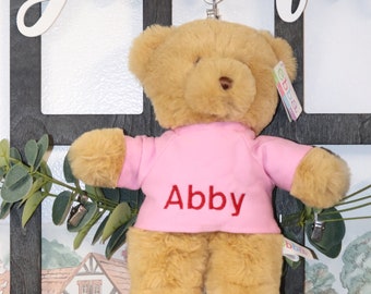 Personalized Teddy Bear, Personalized Baby, Security Blanket, Teddy, Baby Plush, Stuffed Animal with Embroidery Shirt, Brown Teddy Bear