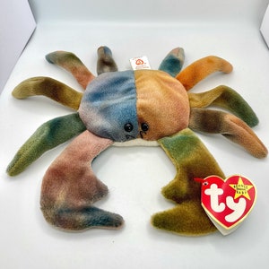 Ty Beanie Baby Claude the Crab plush tie-dye collectable, retired 6th generation, stuffed crab toy, nursery toy