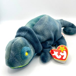 TY RAINBOW the Chameleon Beanie Baby, Retired Rare w/ Wrong Color & No Tongue
