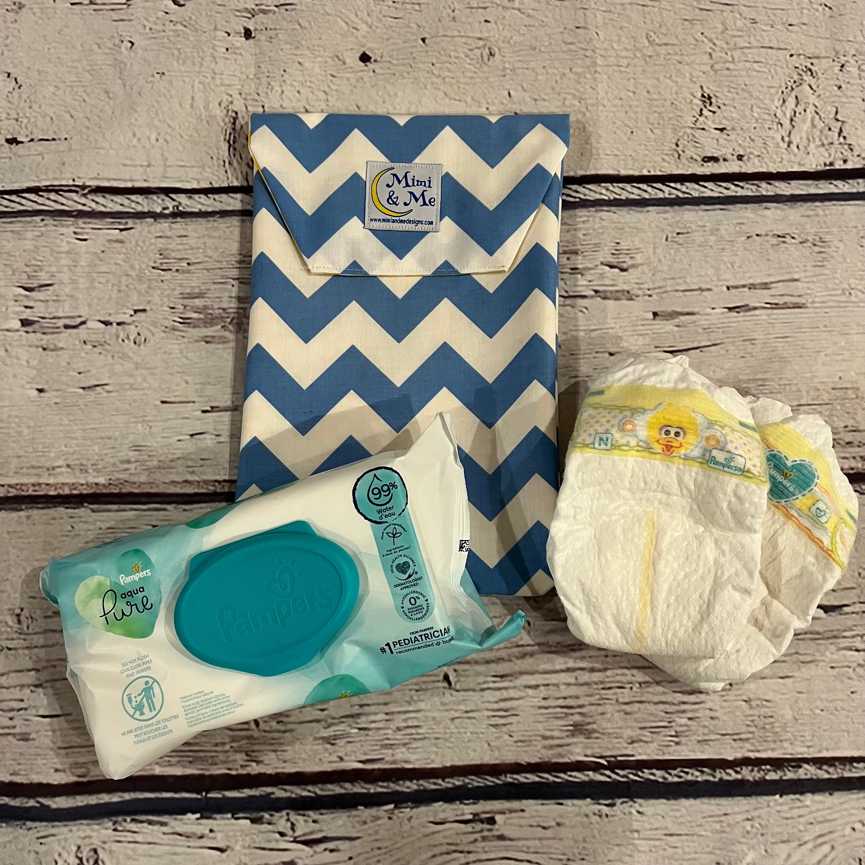 Diaper & Wipe Carrier - Blue Chevron