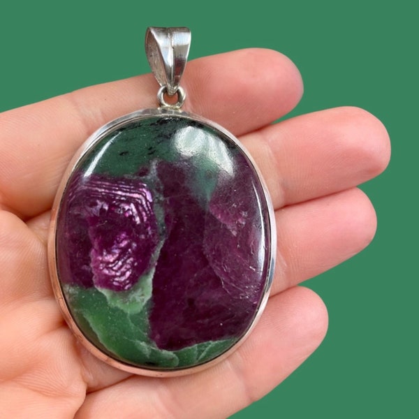 Ruby-Zoisite Large Oval Pendant