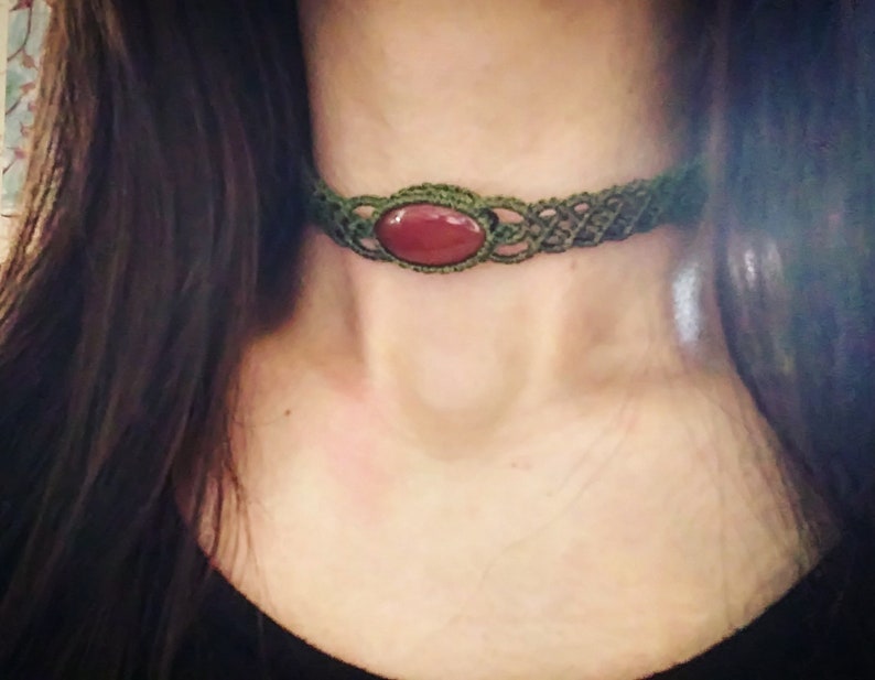 Comfortable jewelry Carnelian jewelry Metal free necklaces Chokers Carnelian Necklaces Carnelian choker necklace Hypoallergenic