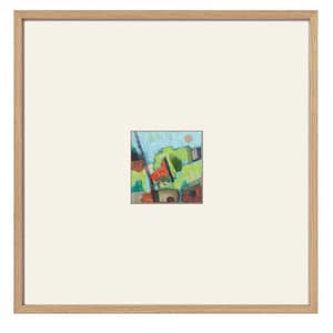 Small abstract landscape painting, mini abstract painting, colorful, square, tiny original art, ooak art, ready to frame, 12x12 matted art