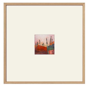Small abstract landscape painting, mini abstract painting, colorful abstract art, tiny original art, ooak art, ready to frame, 12x12 framed