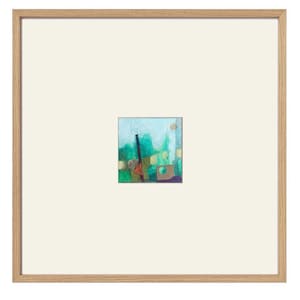 Small abstract landscape painting, mini abstract painting, colorful, square, tiny original art, ooak art, ready to frame, 12x12 matted art