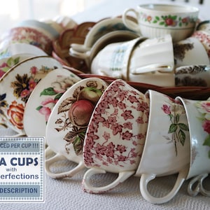 VINTAGE TEA CUPS w/Imperfections - Damaged Teacups - Shabby Chic Country Cottage Decor - Mismatched China Tea Party Favors - Priced Per Cup!
